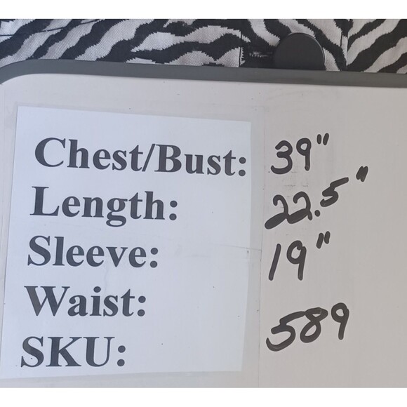 Ruby Rd Women Sz 10 Cropped Jacket Black/White Geometric Print Monochrome Layer - Picture 11 of 11